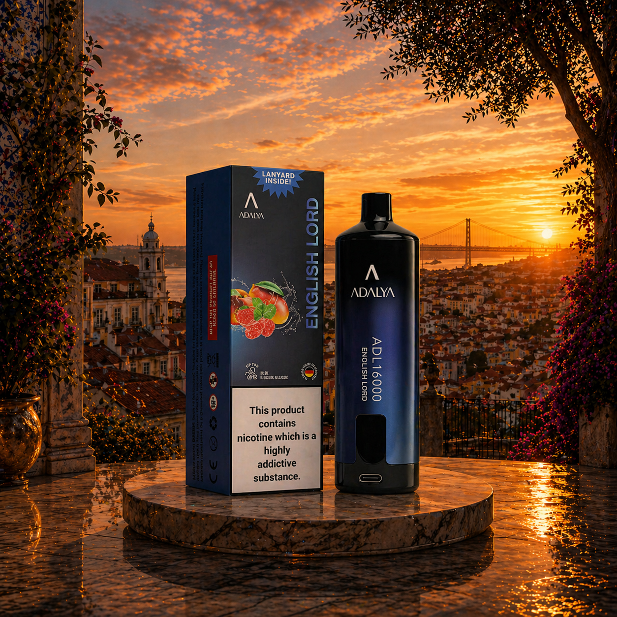 Adalya 16K Portugal Vape Descartável English Lord 16000 puffs - vape com nicotina puff