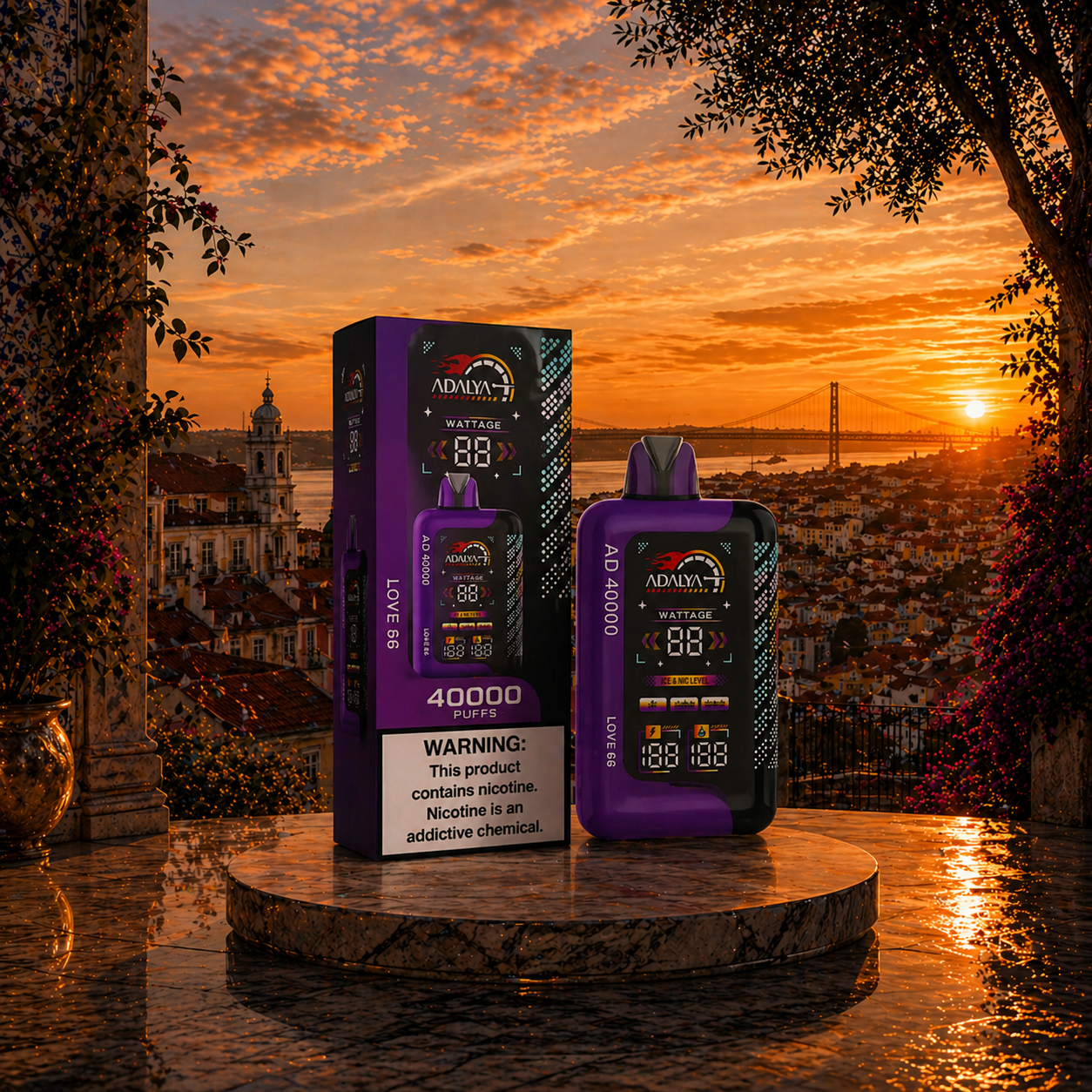 Adalya Aurora 40K Portugal Vape Descartável Love 66 40000 puffs - vapes descartáveis sabores de vape