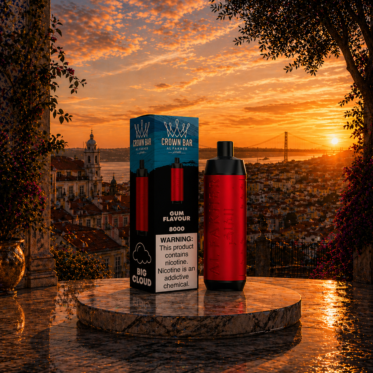Al Fakher Crown Bar 8K Portugal Vape Descartável gum flavour 8000 puffs - vape descartável puffs