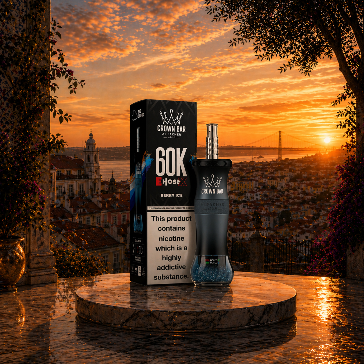 Al Fakher Crown Bar EHose X 60K Portugal Vape Descartável berry ice 60000 puffs - muitos puffs vaper
