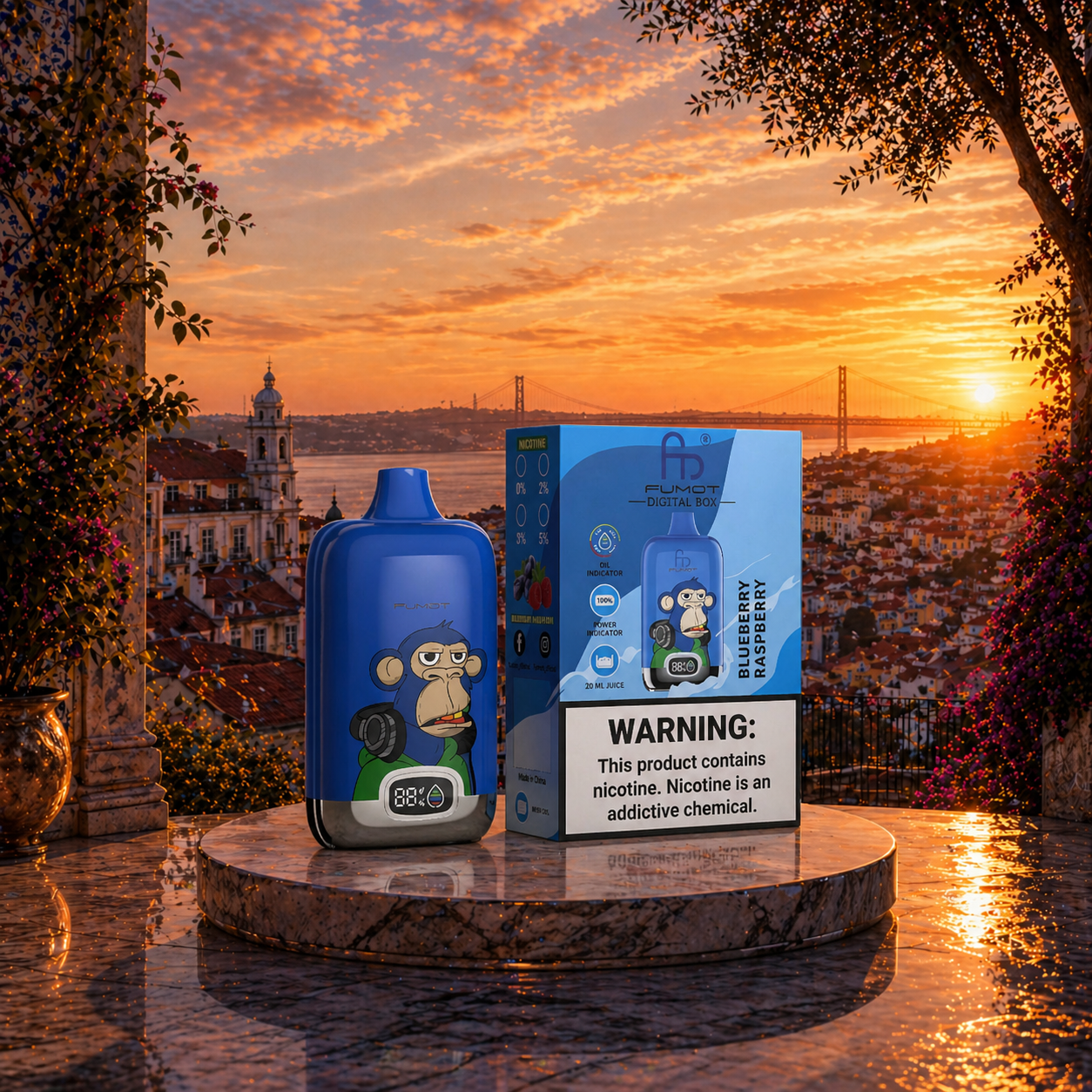 Fumot Digital Box 12K Portugal Vape Descartável Blueberry Raspberry 12000 puffs - vape com nicotina puffs