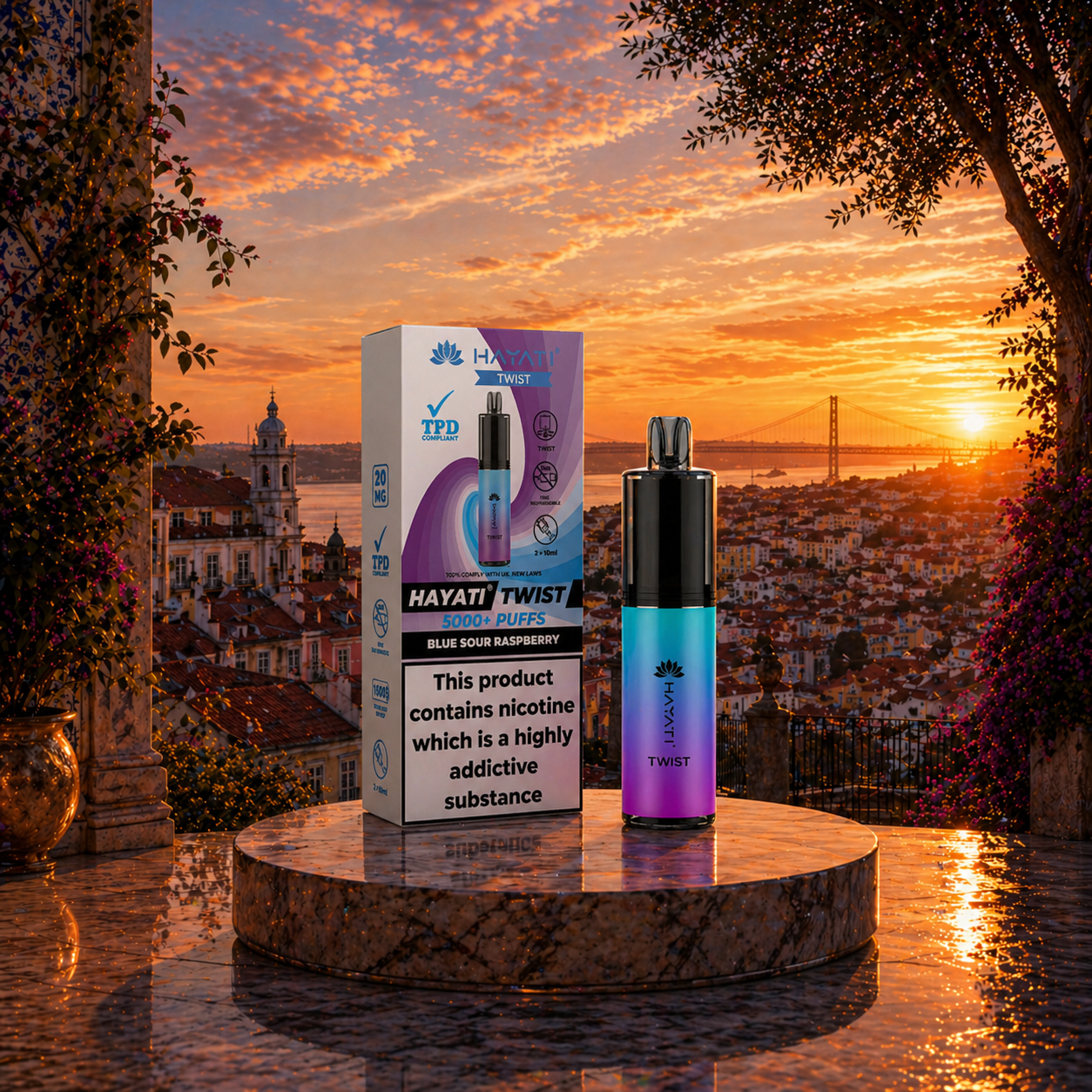 Hayati Twist 5K Portugal Vape Descartável Blue Sour Raspberry 5000 puffs - vape com nicotina vapes descartáveis