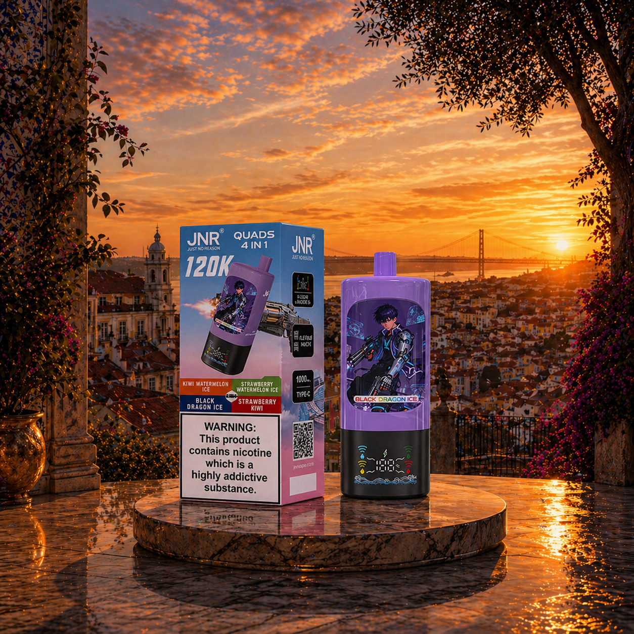 JNR Quads 4 em 1 120K Portugal Vape Descartável 120000 puffs - vapes descartáveis cigarro eletrónico