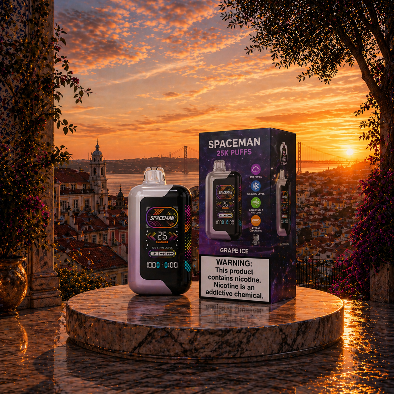 Smok SPACEMAN 40K Portugal Vape Descartável Blueberry Bubble Gum 40000 puffs - cigarro eletrónico descartável