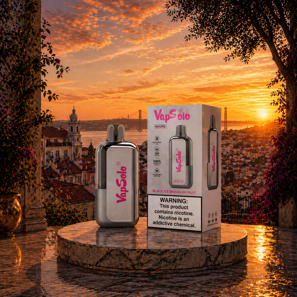 VapSolo Mars 50K Portugal Vape Descartável Black Ice Dragon Fruit - muitos puffs puffs intensos