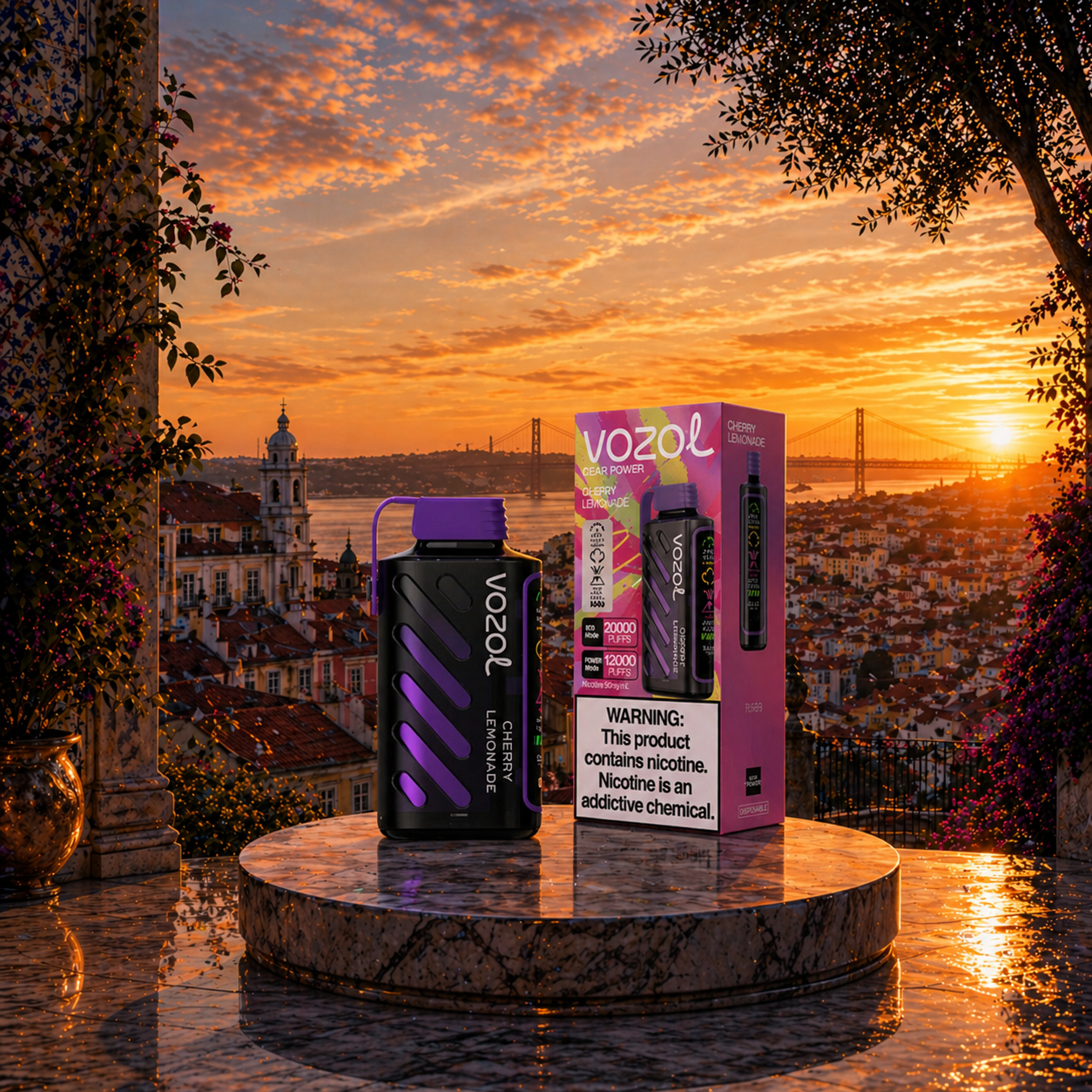 Vozol Gear Power 20K Portugal Vape Descartável Cherry Lemonade 20000 puffs - vape descartável puff